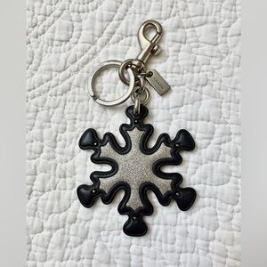 Coach snowflake charm keychain navy blue and silver
